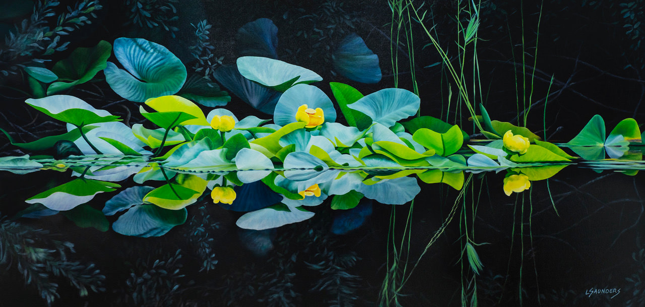 Water Blossoms, Black Lake --  oil on canvas  36